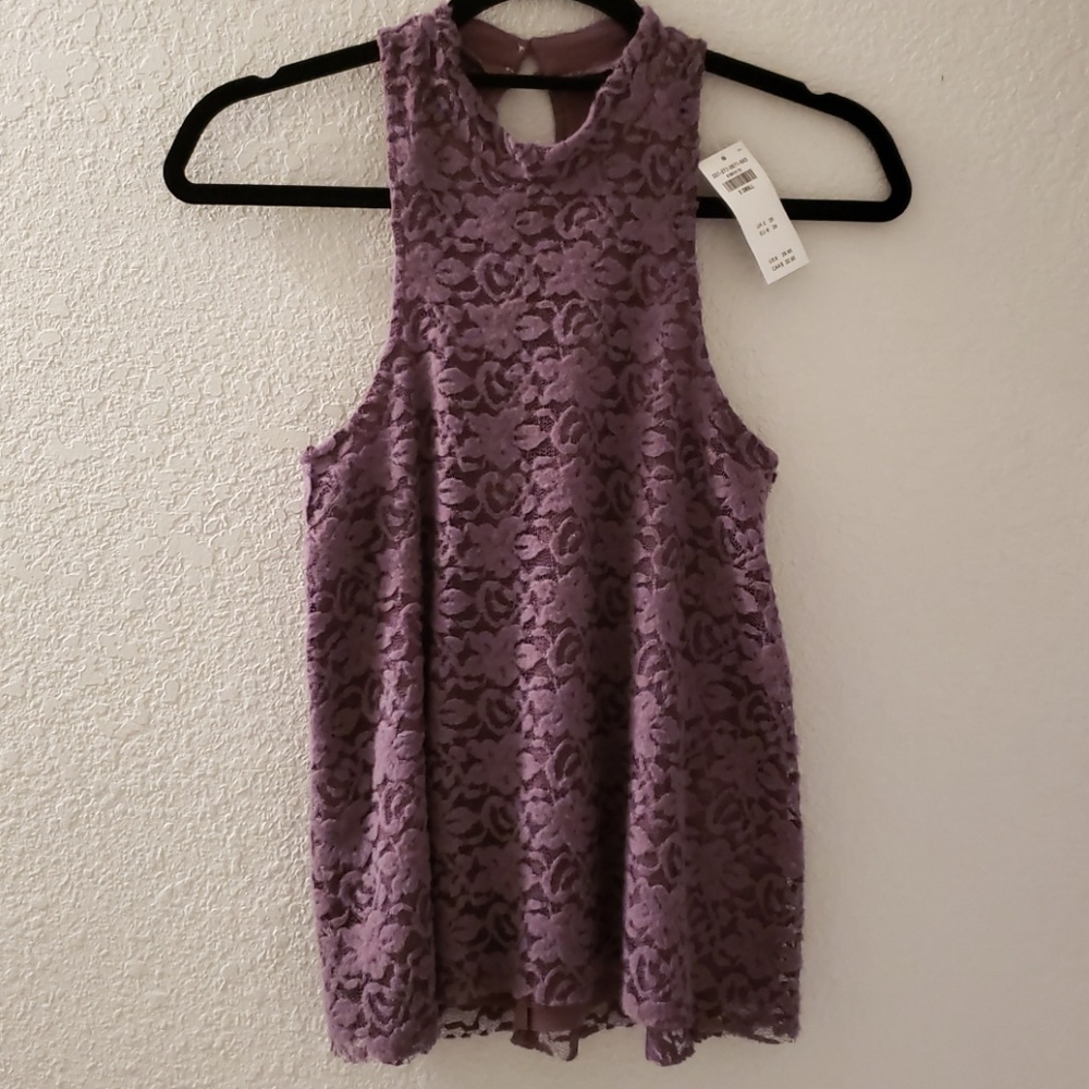 Hollister Halter Lace Tank Top - Purple